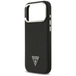 Guess Grained Triangle Logo MagSafe Black Kryt iPhone 17 Pro Max