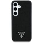 Guess Grained Triangle Logo MagSafe Black Kryt Samsung Galaxy S25