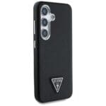 Guess Grained Triangle Logo MagSafe Black Kryt Samsung Galaxy S25