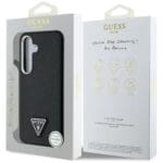 Guess Grained Triangle Logo MagSafe Black Kryt Samsung Galaxy S25