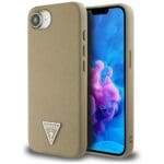 Guess Grained Triangle MagSafe Brown Kryt iPhone 16e