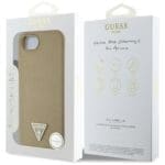 Guess Grained Triangle MagSafe Brown Kryt iPhone 16e