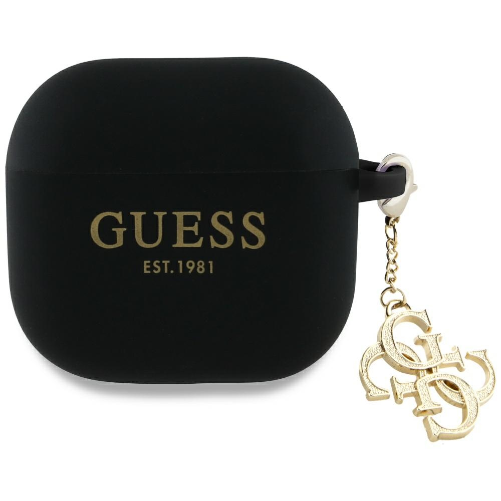 Guess GUA4LECG4K Cover Black Silicone 4G Charm Kryt AirPods 4