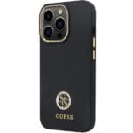 Guess GUHCP13LM4DGPK Black Hardcase Silicone Logo Strass 4G Kryt iPhone 13/13 Pro