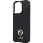 Guess GUHCP13LM4DGPK Black Hardcase Silicone Logo Strass 4G Kryt iPhone 13/13 Pro