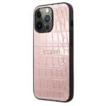 Guess GUHCP13LPCRBPI Pink Croco Strap Collection Kryt iPhone 13/13 Pro