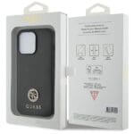 Guess GUHCP13LPS4DGPK Black Hardcase Strass Metal Logo Kryt iPhone 13 Pro