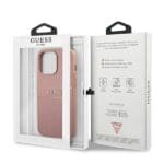 Guess GUHCP13LPSASBPI Pink Hardcase Saffiano Stripe Kryt iPhone 13/13 Pro