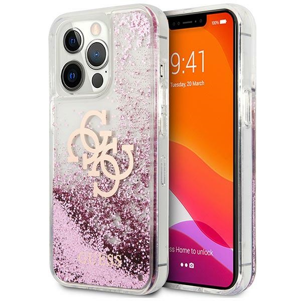 Guess GUHCP13XLG4GPI Pink Hardcase 4G Big Liquid Glitter Kryt iPhone 13 Pro Max