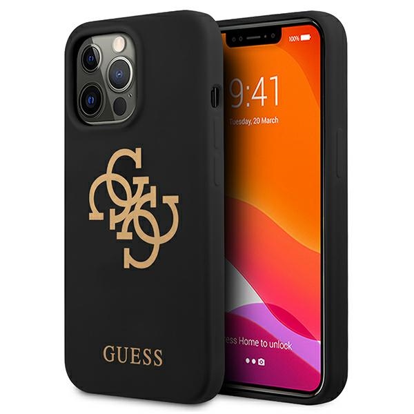 Guess GUHCP13XLS4GGBK Black Hardcase Silicone 4G Logo Kryt iPhone 13 Pro Max