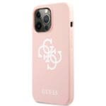 Guess GUHCP13XLS4GWPI Pink Hardcase Silicone 4G Logo Kryt iPhone 13 Pro Max
