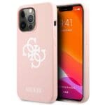 Guess GUHCP13XLS4GWPI Pink Hardcase Silicone 4G Logo Kryt iPhone 13 Pro Max