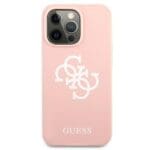 Guess GUHCP13XLS4GWPI Pink Hardcase Silicone 4G Logo Kryt iPhone 13 Pro Max