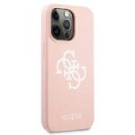 Guess GUHCP13XLS4GWPI Pink Hardcase Silicone 4G Logo Kryt iPhone 13 Pro Max
