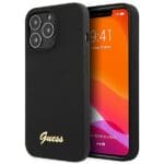 Guess GUHCP13XLSLMGBK Black Hardc ase Silicone Script Gold Logo Kryt iPhone 13 Pro Max