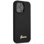 Guess GUHCP13XLSLMGBK Black Hardc ase Silicone Script Gold Logo Kryt iPhone 13 Pro Max