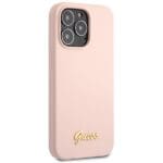 Guess GUHCP13XLSLMGLP Light Pink Hardcase Silicone Script Gold Log Kryt iPhone 13 Pro Max