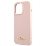 Guess GUHCP13XLSLMGLP Light Pink Hardcase Silicone Script Gold Log Kryt iPhone 13 Pro Max