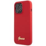 Guess GUHCP13XLSLMGRE Burgundy Hardcase Silicone Vintage Gold Logo Kryt iPhone 13 Pro Max