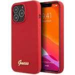Guess GUHCP13XLSLMGRE Burgundy Hardcase Silicone Vintage Gold Logo Kryt iPhone 13 Pro Max