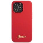 Guess GUHCP13XLSLMGRE Burgundy Hardcase Silicone Vintage Gold Logo Kryt iPhone 13 Pro Max