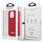 Guess GUHCP13XLSLMGRE Burgundy Hardcase Silicone Vintage Gold Logo Kryt iPhone 13 Pro Max