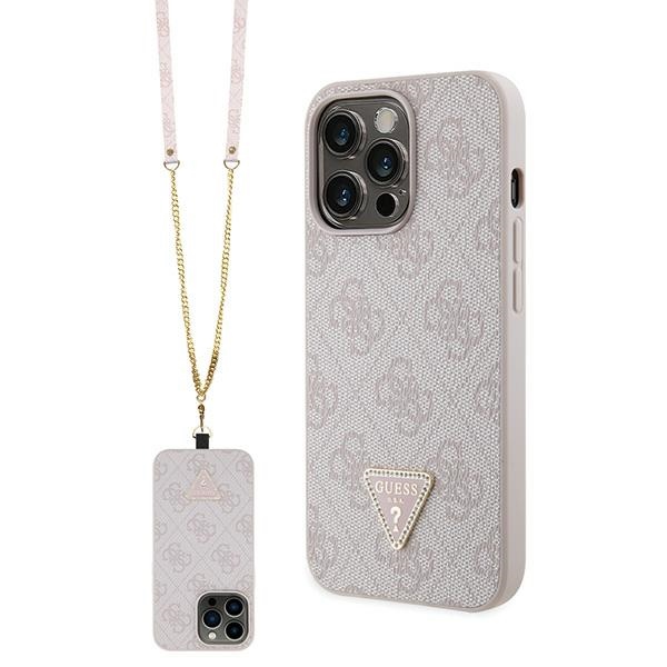 Guess GUHCP13XP4TDSCPP Pink Hardcase Crossbody 4G Metal Logo Kryt iPhone 13 Pro Max