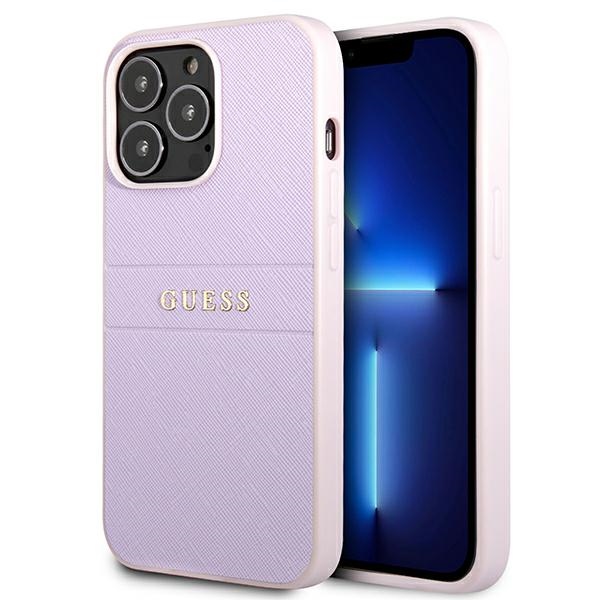 Guess GUHCP13XPSASBPU Purple Hardcase Saffiano Stripe Kryt iPhone 13 Pro Max