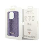 Guess GUHCP13XPSFDGSU Purple Hardcase Sequin Script Metal Kryt iPhone 13 Pro Max