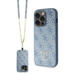 Guess GUHCP14LP4TDSCPB Blue Hardcase Crossbody 4G Metal Logo Kryt iPhone 14 Pro