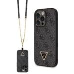Guess GUHCP14LP4TDSCPK Black Hardcase Crossbody 4G Metal Logo Kryt iPhone 14 Pro