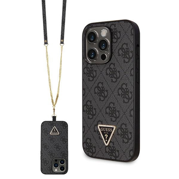 Guess GUHCP14LP4TDSCPK Black Hardcase Crossbody 4G Metal Logo Kryt iPhone 14 Pro