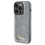 Guess GUHCP14LPSFDGSS Silver Hardcase Sequin Script Metal Kryt iPhone 14 Pro