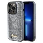 Guess GUHCP14LPSFDGSS Silver Hardcase Sequin Script Metal Kryt iPhone 14 Pro