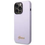 Guess GUHCP14LSLSMU Purple Hardcase Silicone Vintage Gold Logo Kryt iPhone 14 Pro