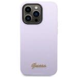Guess GUHCP14LSLSMU Purple Hardcase Silicone Vintage Gold Logo Kryt iPhone 14 Pro