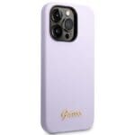 Guess GUHCP14LSLSMU Purple Hardcase Silicone Vintage Gold Logo Kryt iPhone 14 Pro