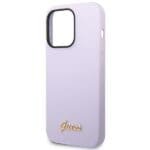 Guess GUHCP14LSLSMU Purple Hardcase Silicone Vintage Gold Logo Kryt iPhone 14 Pro