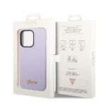 Guess GUHCP14LSLSMU Purple Hardcase Silicone Vintage Gold Logo Kryt iPhone 14 Pro