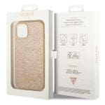 Guess GUHCP14SHGGSHD Gold Hardcase Glitter Script Kryt iPhone 13/14/15