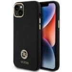 Guess GUHCP15M4DGPK Black Hardcase Silicone Logo Strass 4G Kryt iPhone 14 Plus/15 Plus