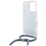 Guess GUHCP16LHC4SEB Blue Hardcase Crossbody Cord 4G Print Kryt iPhone 16 Pro