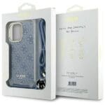 Guess GUHCP16LHC4SEB Blue Hardcase Crossbody Cord 4G Print Kryt iPhone 16 Pro