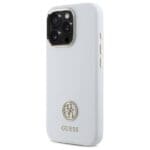 Guess GUHCP16LM4DGPH White Hardcase Silicone Logo Strass 4G Kryt iPhone 16 Pro