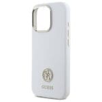 Guess GUHCP16LM4DGPH White Hardcase Silicone Logo Strass 4G Kryt iPhone 16 Pro