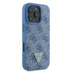 Guess GUHCP16LP4TDSCPB Blue Hardcase Leather Metal Logo Strass Crossbody Kryt iPhone 16 Pro