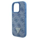 Guess GUHCP16LP4TDSCPB Blue Hardcase Leather Metal Logo Strass Crossbody Kryt iPhone 16 Pro