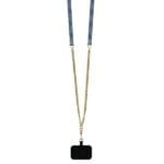 Guess GUHCP16LP4TDSCPB Blue Hardcase Leather Metal Logo Strass Crossbody Kryt iPhone 16 Pro