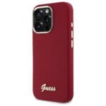 Guess GUHCP16LSMBSLM Magenta Hardcase Silicone Script Metal Logo Kryt iPhone 16 Pro