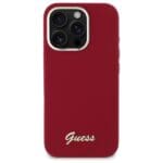 Guess GUHCP16LSMBSLM Magenta Hardcase Silicone Script Metal Logo Kryt iPhone 16 Pro